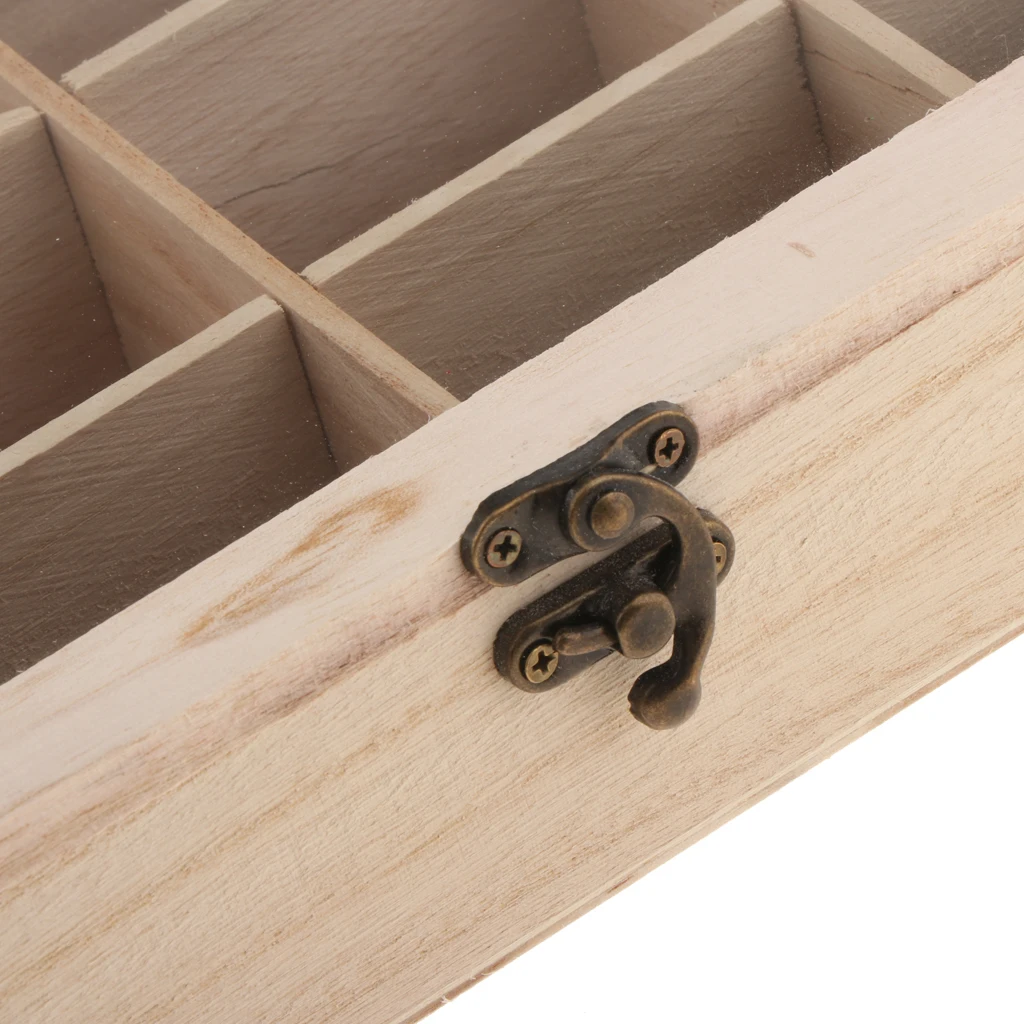 Unpainted Wooden Case Storage Box Jewelry Trinkets Organizer DIY Handmade 16 Compartment Unpainted Wooden Case Storage Box Jewelry Trinkets Organizer DIY Handmade 16 Compartment