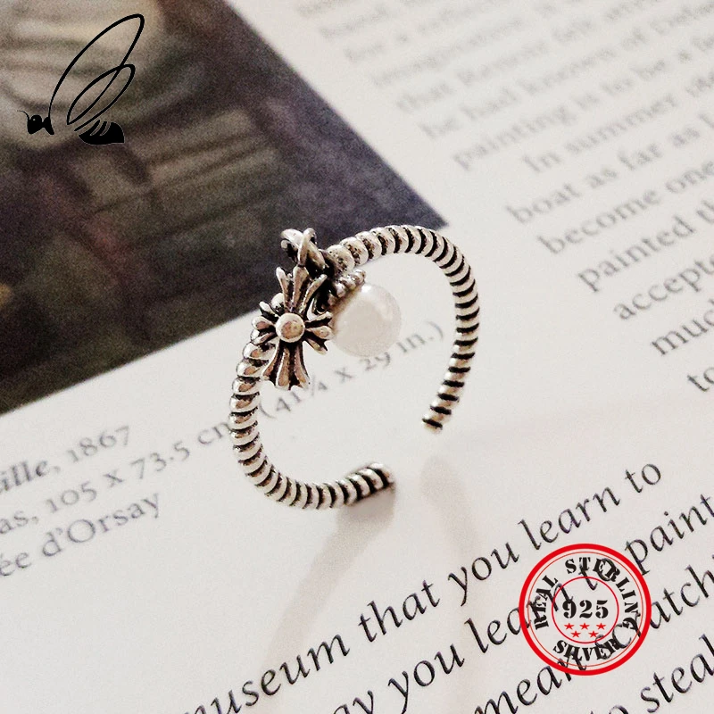 925 Sterling Silver Rings For Women Pearl Gothic Resizable Vintage Anillos Plata 925 Para Mujer Couple Ring Accesorios Jewelry 
925 Sterling Silver Rings For Women Pearl Gothic Resizable Vintage Anillos Plata 925 Para Mujer Couple Ring Accesorios Jewelry