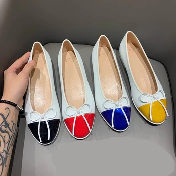 Genuine Leather Ballet Flat Woman Shoes Bowknot Cap Toe Woman Ballerina Shoes Zapatos De Mujer Sapato Feminino Drop Shipping 
Genuine Leather Ballet Flat Woman Shoes Bowknot Cap Toe Woman Ballerina Shoes Zapatos De Mujer Sapato Feminino Drop Shipping