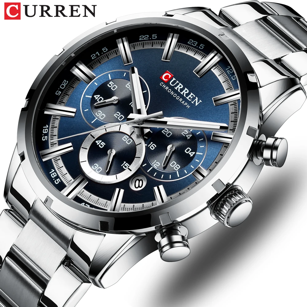 CURREN новые роскошные модные кварцевые часы классические серебряные и черные