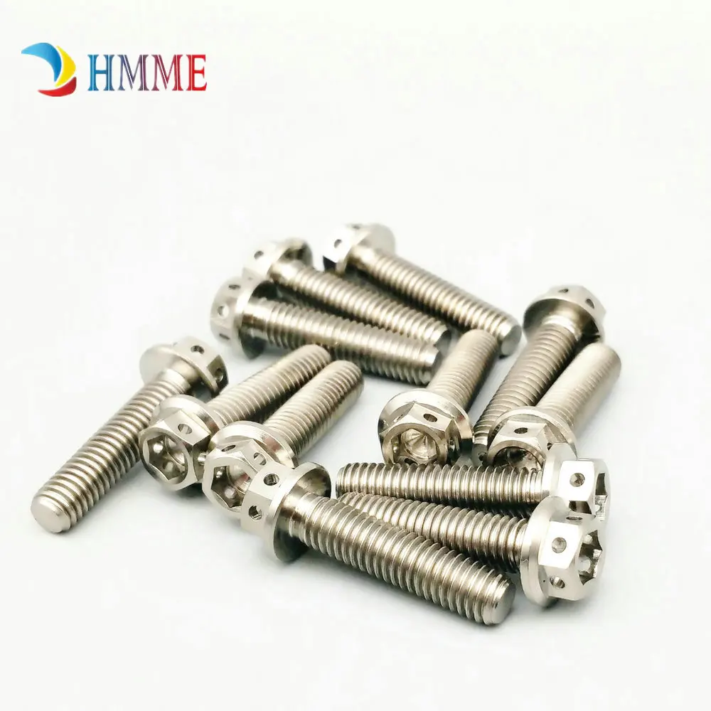 M6X25mm titanium bolts flange hollow hex socket titanium color (3)