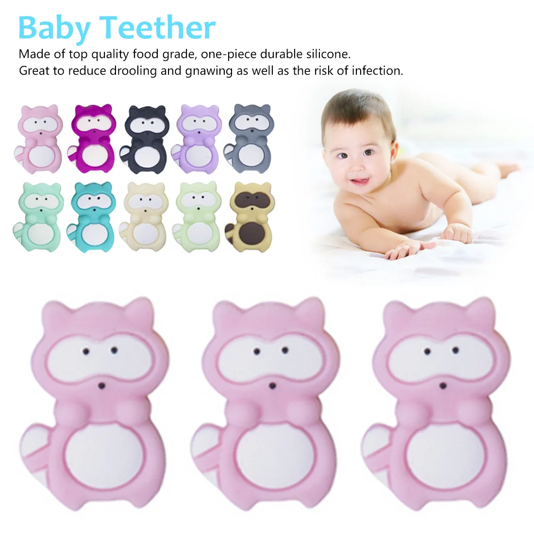 3PC Silicone Animal Teether Charm Silicone Cartoon Bear Toy BPA Free Baby Ring Teether Silicone Beads DIY Chain
3PC Silicone Animal Teether Charm Silicone Cartoon Bear Toy BPA Free Baby Ring Teether Silicone Beads DIY Chain