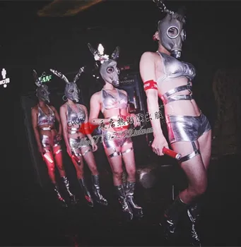 Dance Performance Costume Nightclub Clothes Silver Technology Sexy Bikini Bunny Ear Mask Gogo Nightclub Ds Suit
Dance Performance Costume Nightclub Clothes Silver Technology Sexy Bikini Bunny Ear Mask Gogo Nightclub Ds Suit