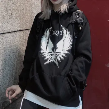 Focal20 Streetwear Wing Letter Women Fleece Hooded Sweatshirts Casual Loose Pocket Female Hoodies Spring Autumn Winter Lady Tops 
Focal20 Streetwear Wing Letter Women Fleece Hooded Sweatshirts Casual Loose Pocket Female Hoodies Spring Autumn Winter Lady Tops