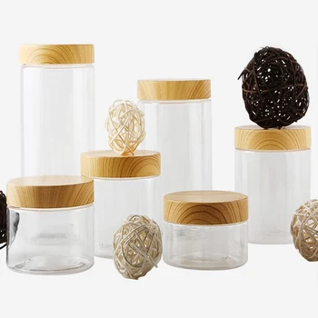 100ml/200ml/300ml/500ml Empty Clear Pet Jars Containers With Plastic Imitation Wood Lids Transparent Vacuum Plastic Container
100ml/200ml/300ml/500ml Empty Clear Pet Jars Containers With Plastic Imitation Wood Lids Transparent Vacuum Plastic Container