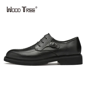 

WOODTREE Men's Leather Formal Business Shoes Men's Office Work Flat Shoes Oxford Breathable Banquet Wedding Anniversary Shoes