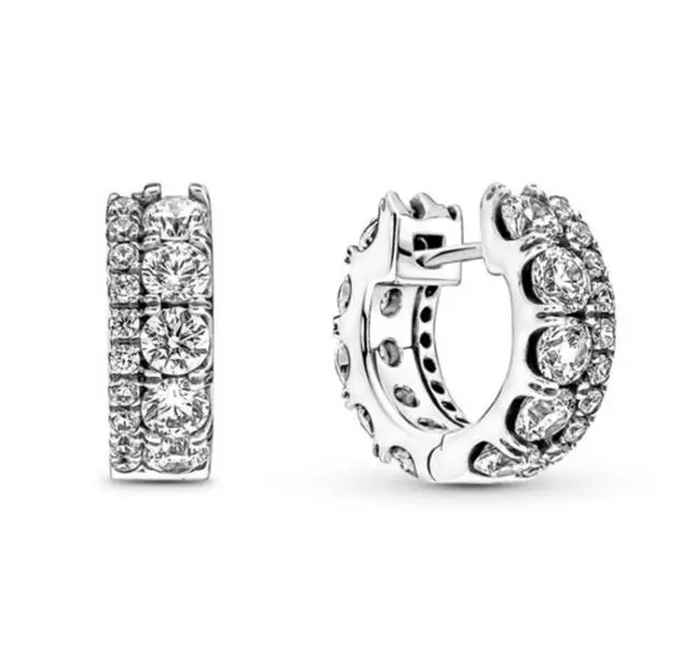 Authentic 925 Sterling Silver Double Band Pave Hoop Earrings For Women Wedding Gift Fashion Jewelry
Authentic 925 Sterling Silver Double Band Pave Hoop Earrings For Women Wedding Gift Fashion Jewelry