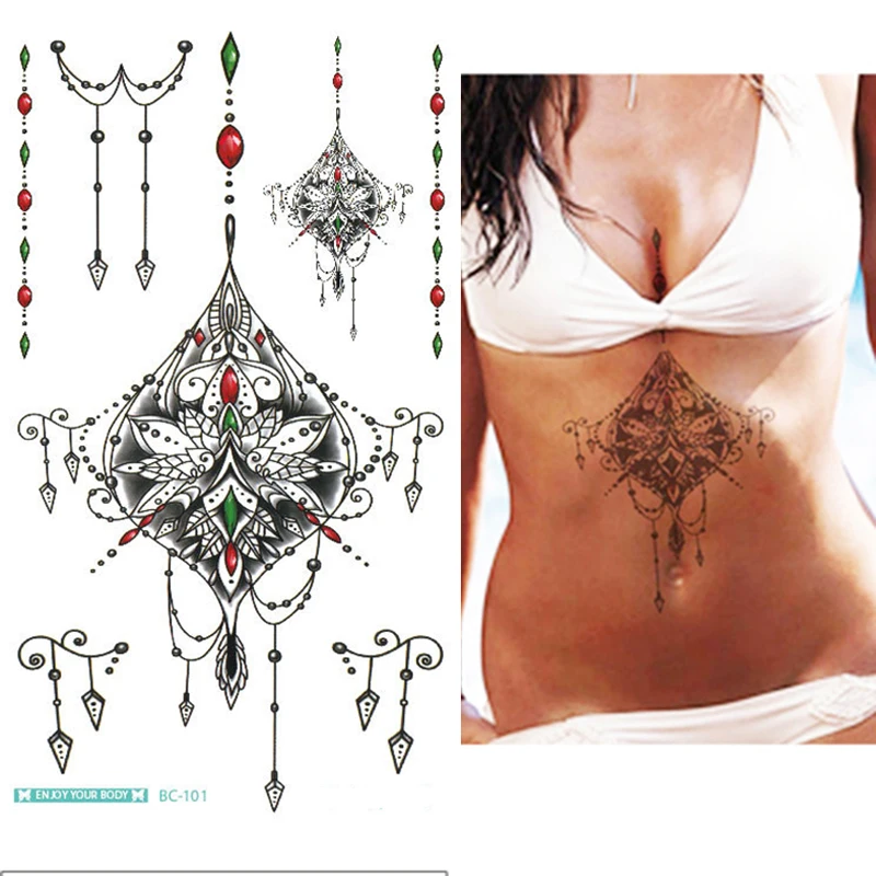 Большие искусственные татуировки Временные украшения для тела художественные