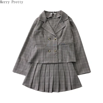 Wome Set Double Breasted Plaid Casual Blazer And Mini Pleated Skirt Set Two-Piece Blazer Women Suits Office Ladies Blazers Set
Wome Set Double Breasted Plaid Casual Blazer And Mini Pleated Skirt Set Two-Piece Blazer Women Suits Office Ladies Blazers Set