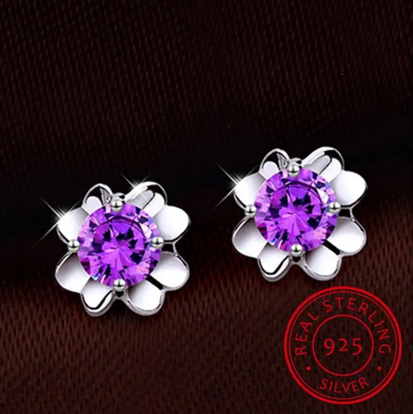 925 Sterling Silver White/Purple Zirconia Good Luck Clover Stud Earring For Women Gift pendientes oorbellen boucle d'oreille
925 Sterling Silver White/Purple Zirconia Good Luck Clover Stud Earring For Women Gift pendientes oorbellen boucle d'oreille