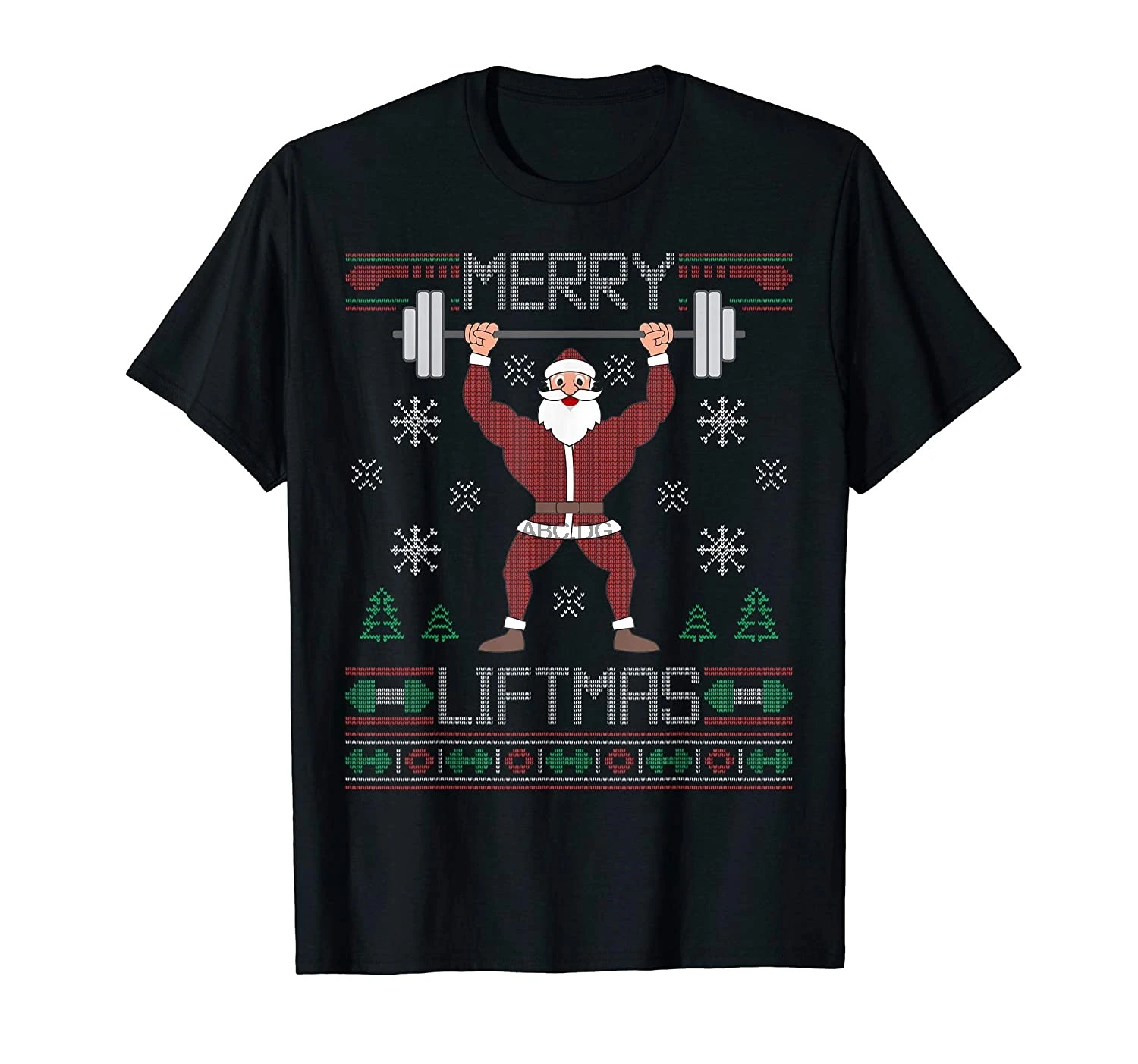 Рождественский свитер с надписью "Merry Liftmas" "Дед Мороз" "спортивный