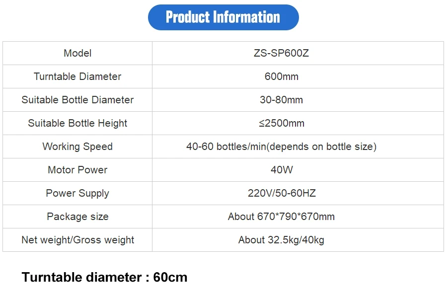 ZONEPACK Desktop Automatic Rotary Round Plastic Bottle Jar Collecting Packaging Sorting Turntable Machine for Production Line