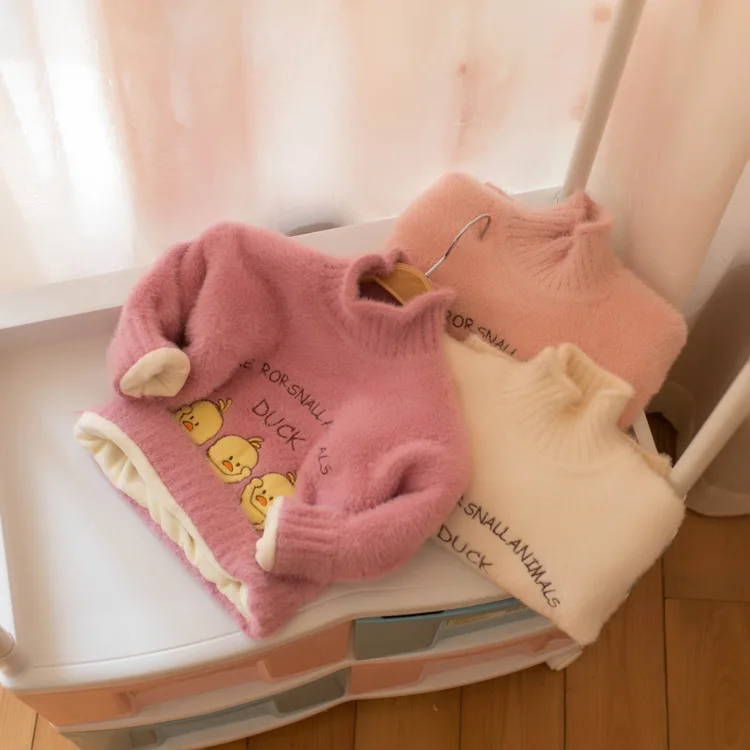 Hot Selling Small Yellow Duck Sweater plus Velvet Faux Mink Cashmere Baby Girls Pullover Sweater Thick Warm Coat
Hot Selling Small Yellow Duck Sweater plus Velvet Faux Mink Cashmere Baby Girls Pullover Sweater Thick Warm Coat