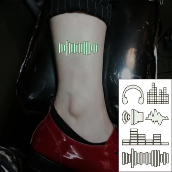Waterproof Temporary Luminous Tattoo Sticker Volume of Sound Graph Headset Symbol Flash Tatoo Fake Tatto for Women Men