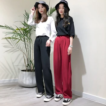 2020 Spring Women's red black Wide Leg Pant Button Elastic Waist Pockets Loose Long Trousers Casual Bottoms tb208
2020 Spring Women's red black Wide Leg Pant Button Elastic Waist Pockets Loose Long Trousers Casual Bottoms tb208