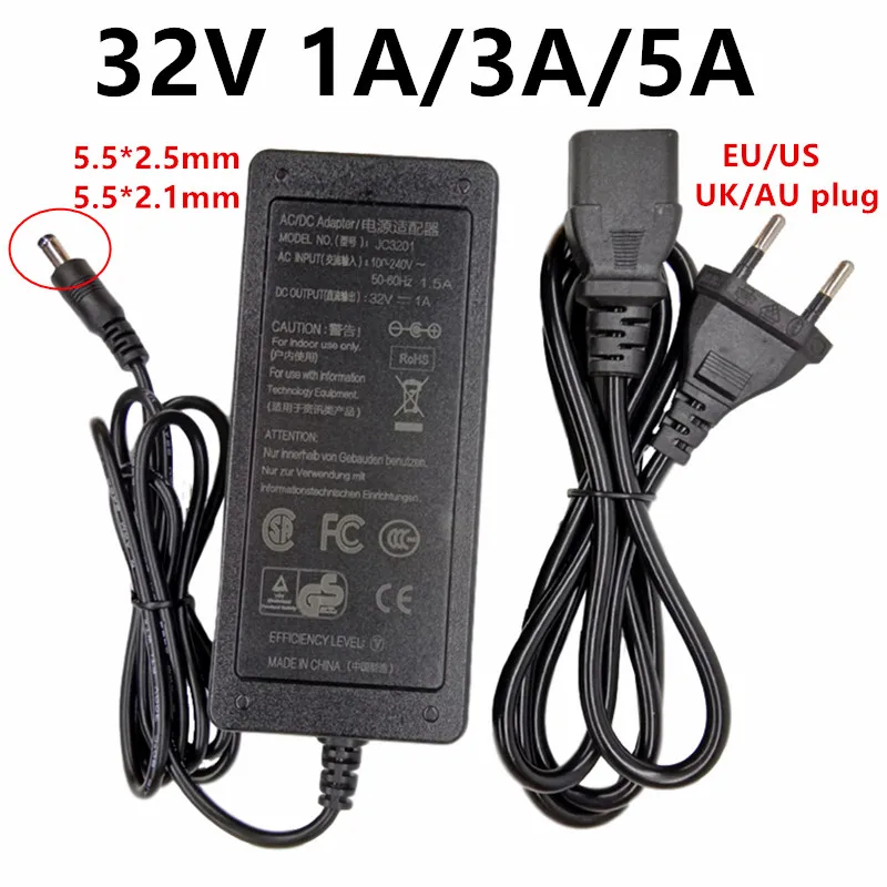 

32V 1A 3A 4A 5A Universal 110V 220V AC to DC Power Adapter Supply 32 Volt Adaptor 32V5A Adaptador 32V1A 5.5x2.5mm Switching