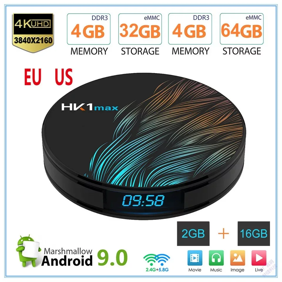 Смарт ТВ-приставка HK1 MAX RK3328 Android 9 0 4 Гб 32 ГБ 64 медиаплеер 4K голосовой помощник Google