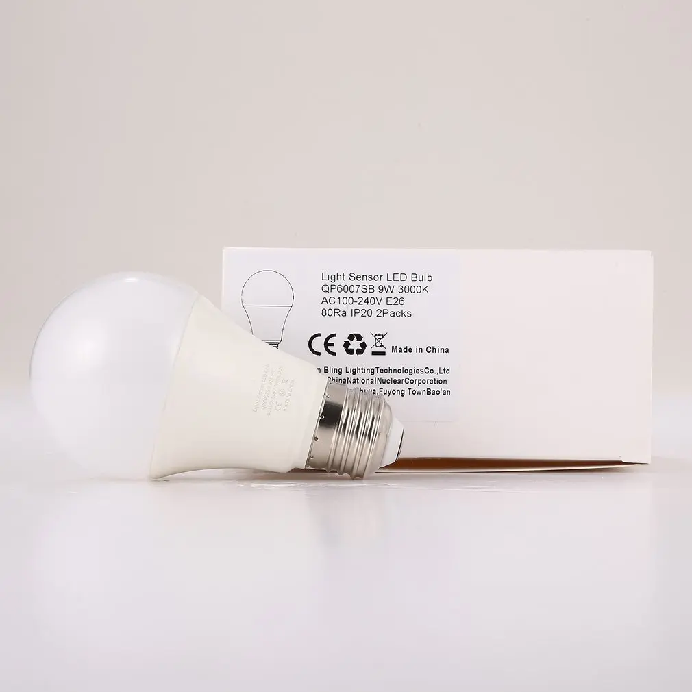 9W E26 Intelligent Light Sensor LED Bulb 3000K with Auto Switch Outdoor/Indoor Lamp Built-in Photosensor Detection
9W E26 Intelligent Light Sensor LED Bulb 3000K with Auto Switch Outdoor/Indoor Lamp Built-in Photosensor Detection