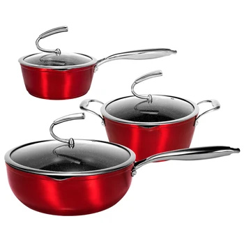 European Style Luxury Aluminum Alloy Non Stick Pot Suit Three Piece Pot Set With Multifunctional Composite Bottom Kitchen Pan
European Style Luxury Aluminum Alloy Non Stick Pot Suit Three Piece Pot Set With Multifunctional Composite Bottom Kitchen Pan