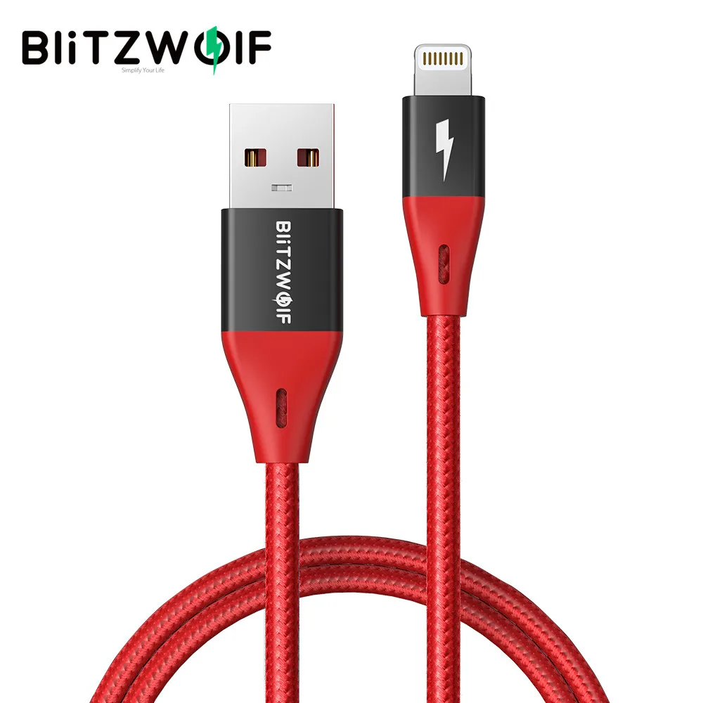 Кабель BlitzWolf BW-MF9 Pro 2.4A Lightning/USB с сертификатом MFi 0 9 м/3 фута для iPhone зарядный кабель
