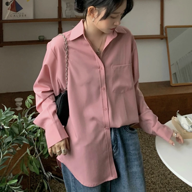 Женские рубашки простые элегантные офисные в Корейском стиле для отдыха с