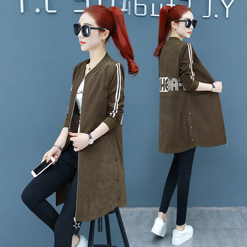 Middle Long Coat WOMEN'S Dress Spring 2019 New Style Korean-style Slim Fit Long Sleeve Jacket Early Spring-Style Stripes Basebal
Middle Long Coat WOMEN'S Dress Spring 2019 New Style Korean-style Slim Fit Long Sleeve Jacket Early Spring-Style Stripes Basebal
