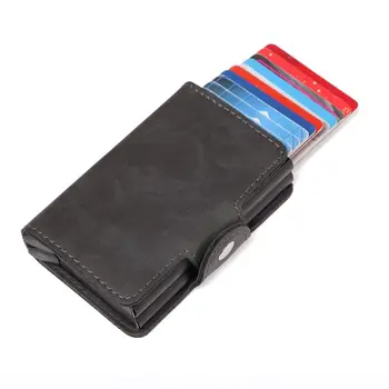 Men double Aluminum Leather Credit Card Holder RFID Metal Wallet Automatic pop up Anti-theft Purse Business ID Cardholder 
Men double Aluminum Leather Credit Card Holder RFID Metal Wallet Automatic pop up Anti-theft Purse Business ID Cardholder