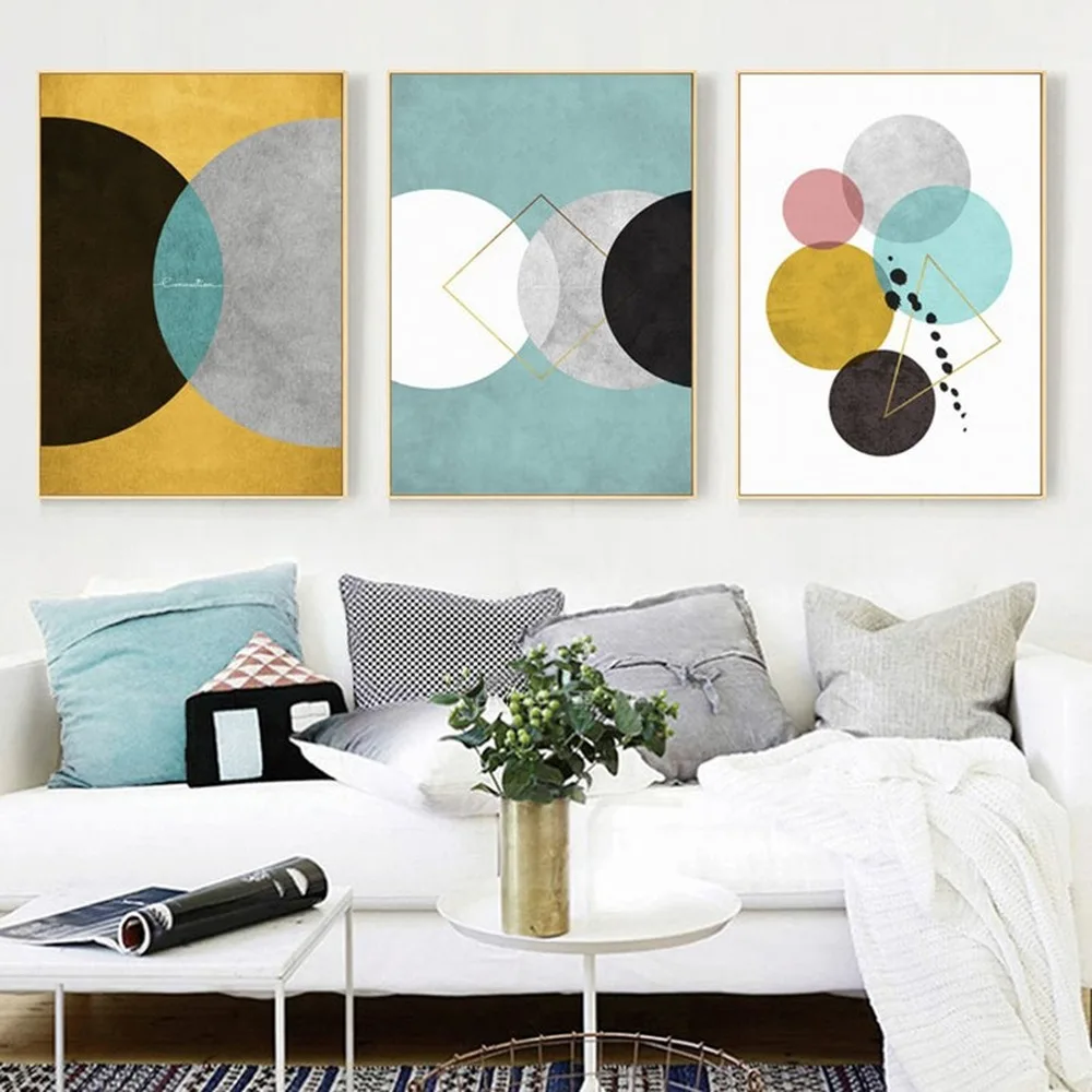 Nordic Minimalist Geometric Color Round Canvas Painting Retro Industrial Pattern Wall Art Poster Home Decor Triptych Pictures
Nordic Minimalist Geometric Color Round Canvas Painting Retro Industrial Pattern Wall Art Poster Home Decor Triptych Pictures