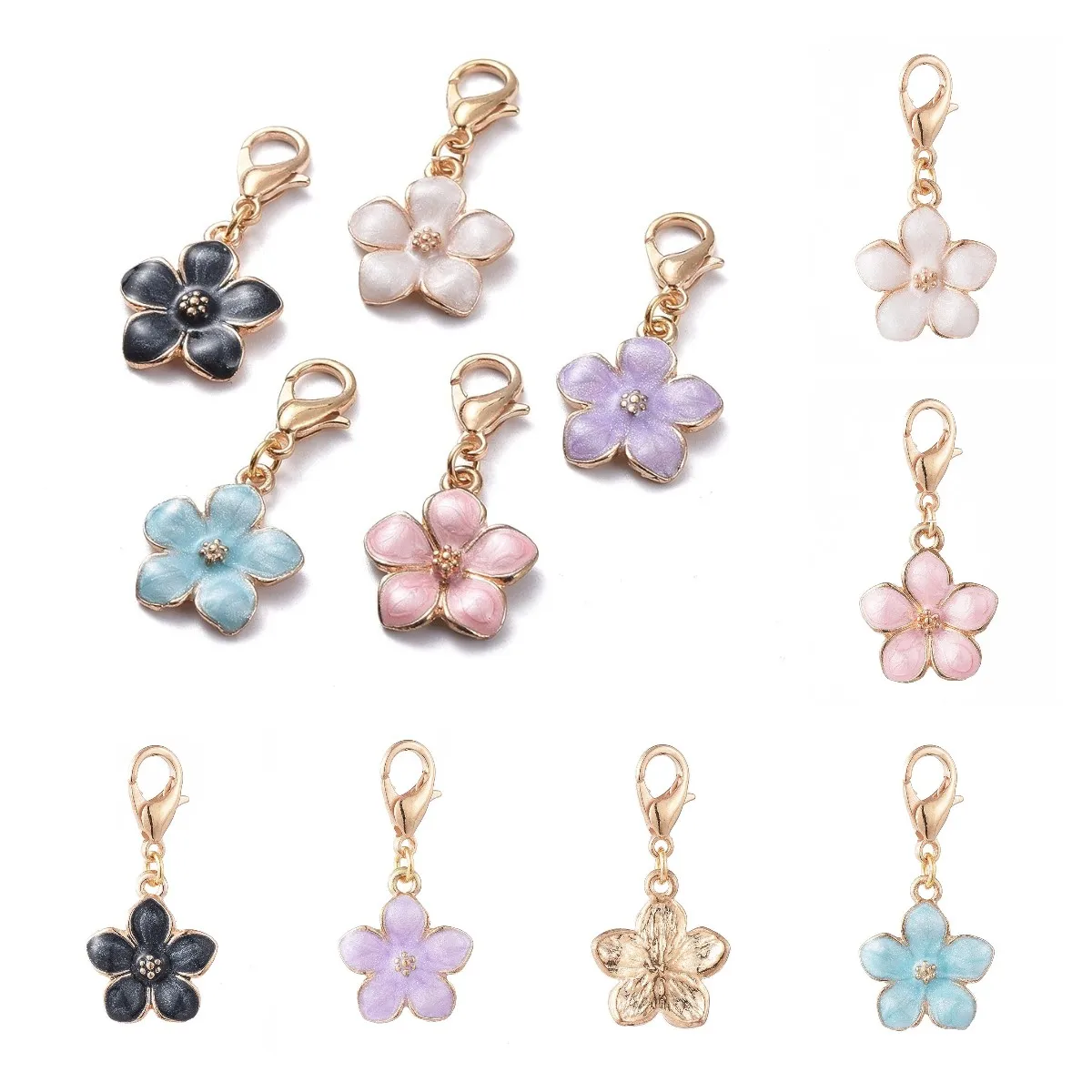 100Pcs Gold Plated Metal Enamel Flower Pendants Charms With Lobster Clasp For Keychain Necklace Earring Dangle Jewelry Making
100Pcs Gold Plated Metal Enamel Flower Pendants Charms With Lobster Clasp For Keychain Necklace Earring Dangle Jewelry Making