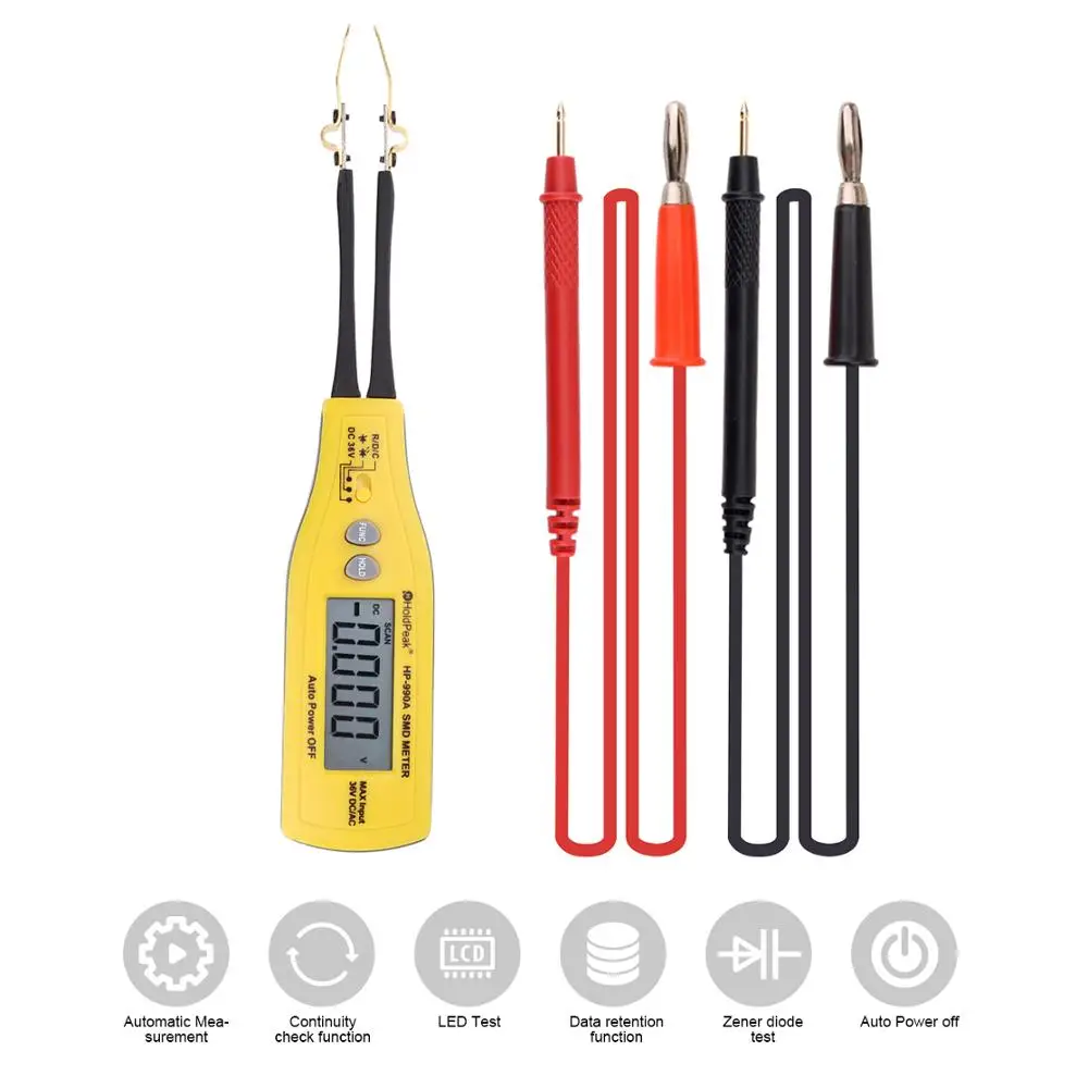 HoldPeak HP-990A Resistance Capacitance SMD Tester Meter Multimeter Professional Component Tester DC Voltage Meter
HoldPeak HP-990A Resistance Capacitance SMD Tester Meter Multimeter Professional Component Tester DC Voltage Meter