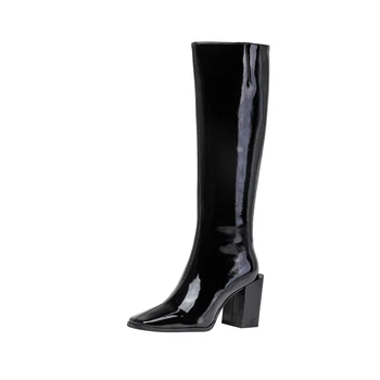 Genune Leather Women's Boots Autumn Winter Zipper Square Toe Thick Heels boots Female Party Basic Shoes Woman size 41 42
Genune Leather Women's Boots Autumn Winter Zipper Square Toe Thick Heels boots Female Party Basic Shoes Woman size 41 42