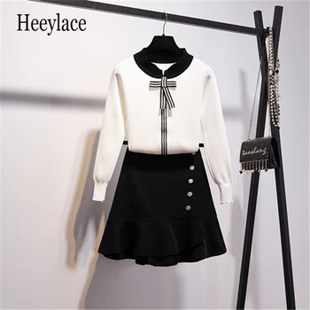2 Piece Skirt Set Korean Style Sweet Women 2 Piece Set Fall 2019 autumn White Knitted Sweater Casual Two Piece Outfits 
2 Piece Skirt Set Korean Style Sweet Women 2 Piece Set Fall 2019 autumn White Knitted Sweater Casual Two Piece Outfits