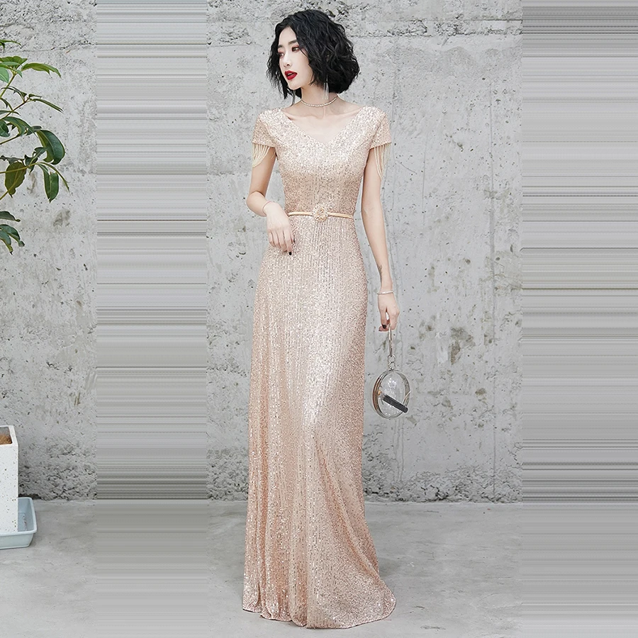 Evening Dress Sequins Mermaid Robe De Soiree K014 Floor Length Elegant Women Party Dresses 2019 V-neck Short Sleeve Formal Gowns
Evening Dress Sequins Mermaid Robe De Soiree K014 Floor Length Elegant Women Party Dresses 2019 V-neck Short Sleeve Formal Gowns