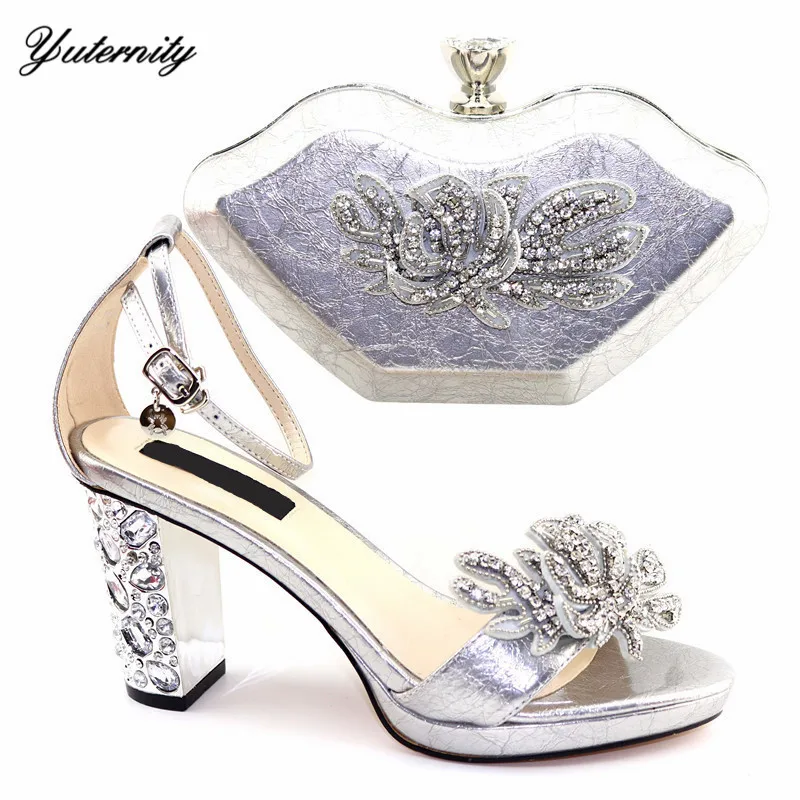 Yuternity/модные женские туфли из PU искусственной кожи со стразами и сумочка в