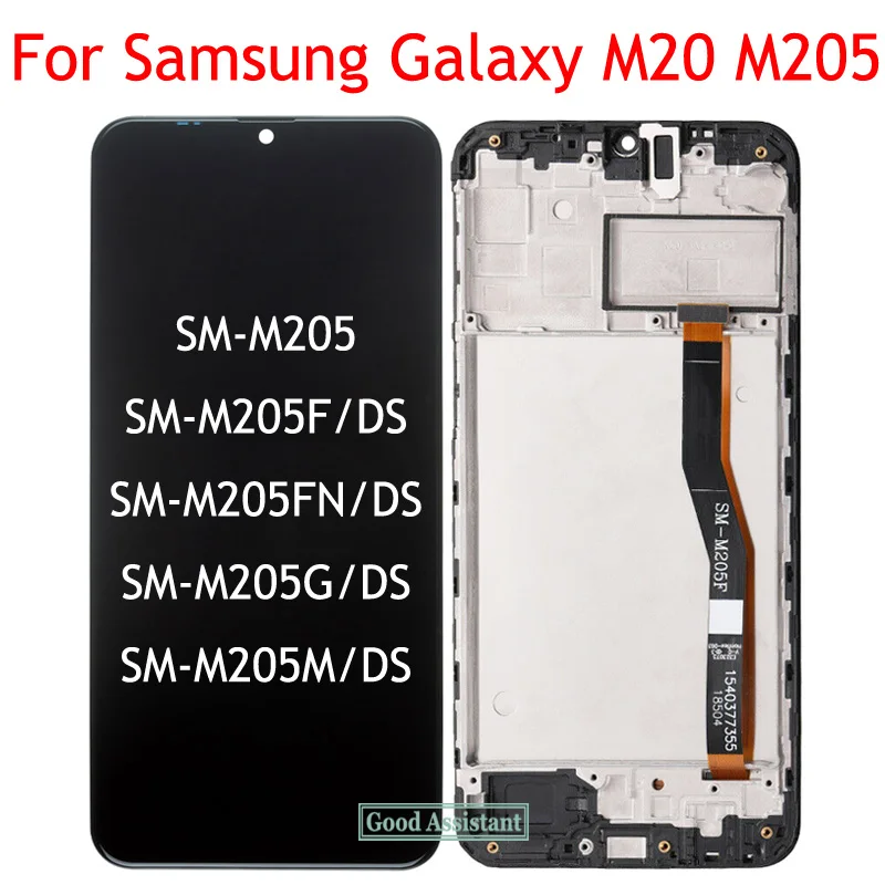 Фото Цифровой преобразователь сенсорного экрана в сборе с рамкой для Samsung Galaxy M20 M205 |