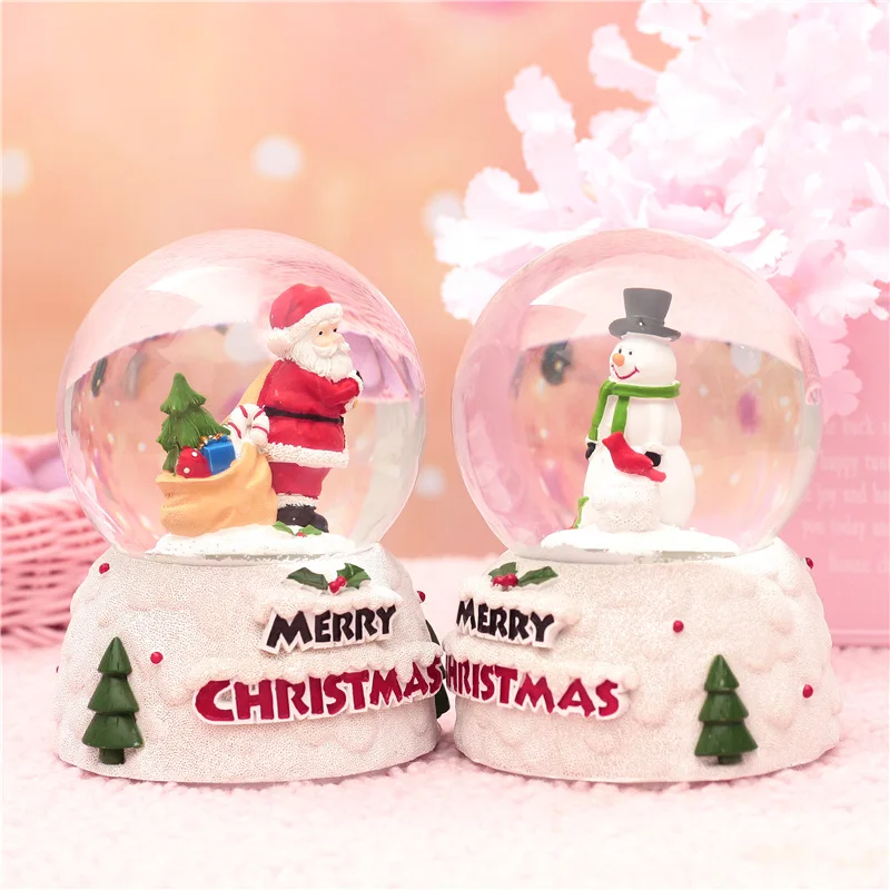christmas crystal ball music box with light snowflakes xmas new