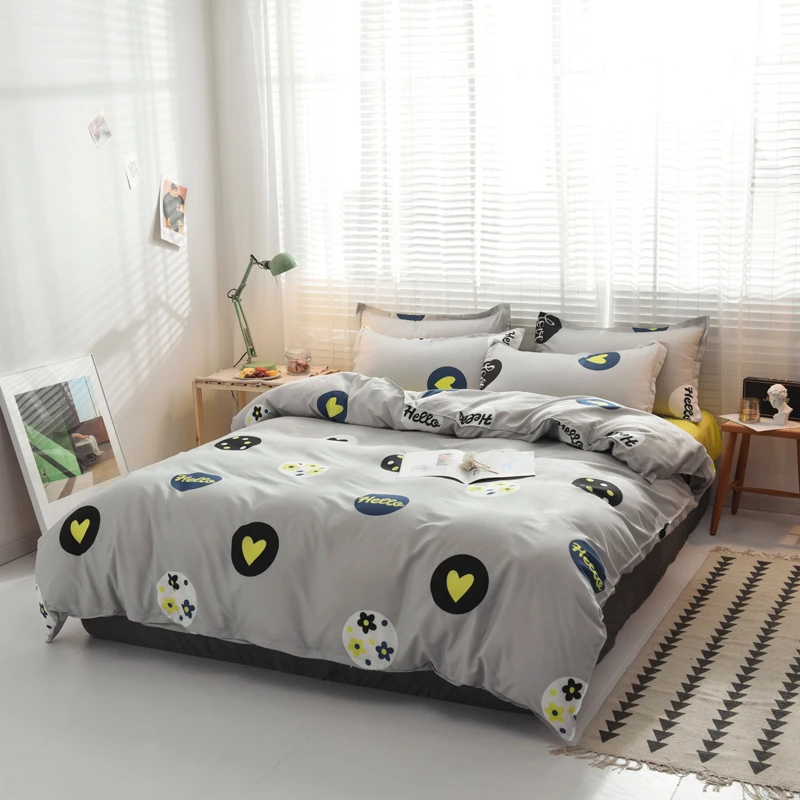 ANNAs Good Stuff 2019 Heart-shaped Printing Bedding Set Grey Hello DuvetCover PureColor Yellow Bedsheet 4pcs Girls King BedCover
ANNAs Good Stuff 2019 Heart-shaped Printing Bedding Set Grey Hello DuvetCover PureColor Yellow Bedsheet 4pcs Girls King BedCover