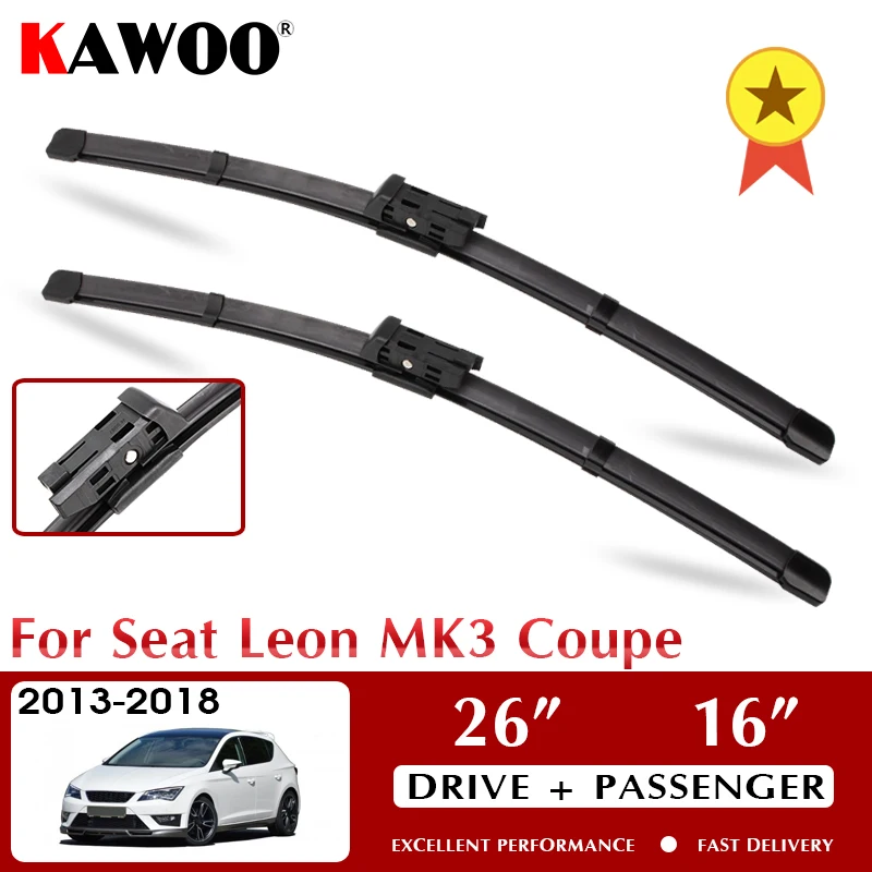 KAWOO Wiper Car Wiper Blade Blades For Seat Leon MK3 Coupe 2013-2018 Windshield Windscreen Window Wash 26"+16" LHD RHD 
KAWOO Wiper Car Wiper Blade Blades For Seat Leon MK3 Coupe 2013-2018 Windshield Windscreen Window Wash 26"+16" LHD RHD