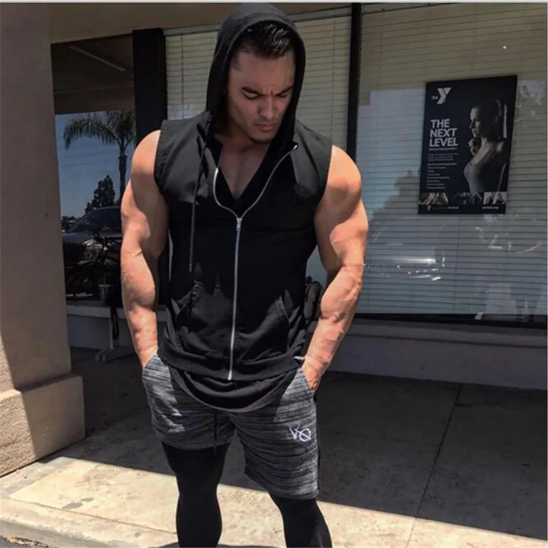 2020 New Men's Gymnasium Sleeveless Back Hoodie Leisure Fitness Jogging Clothing Plus Size In Spring And Summer 
2020 New Men's Gymnasium Sleeveless Back Hoodie Leisure Fitness Jogging Clothing Plus Size In Spring And Summer