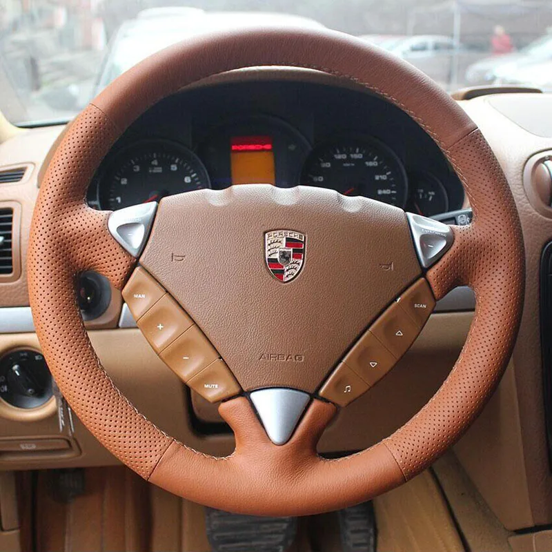 All Brown Leather & Brown Thread Steering Wheel Hand Sewing Wrap Cover Fit For Porsche Cayenne 2006-2009
All Brown Leather & Brown Thread Steering Wheel Hand Sewing Wrap Cover Fit For Porsche Cayenne 2006-2009