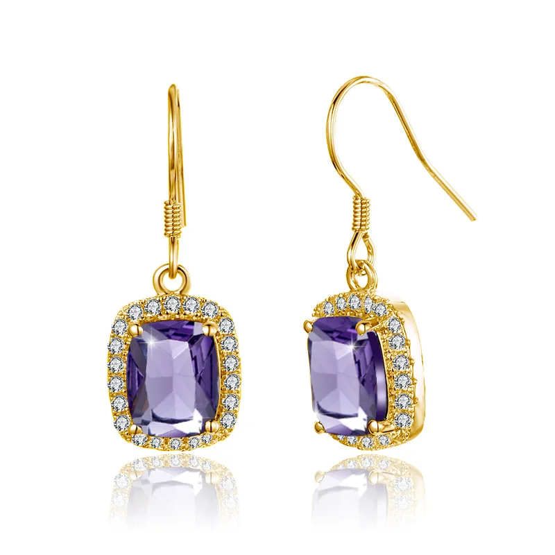 Created Amethyst 14K Gold Earrings Solid 925 Sterling Silver Earrings for Women Zircon Side Gold Plated Wedding Fine Jewelry New
Created Amethyst 14K Gold Earrings Solid 925 Sterling Silver Earrings for Women Zircon Side Gold Plated Wedding Fine Jewelry New