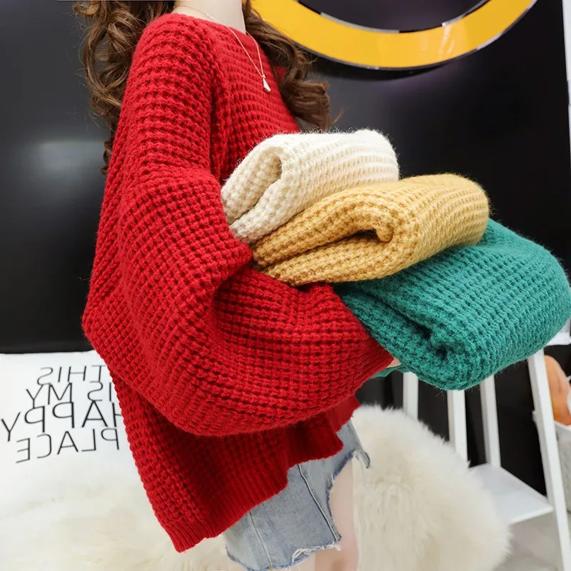 Autumn Winter Clothes Women Oversize Sweater Women 2019 Korean Style Vintage Plus Size Loose Knitted Pullover Red pull femme
Autumn Winter Clothes Women Oversize Sweater Women 2019 Korean Style Vintage Plus Size Loose Knitted Pullover Red pull femme
