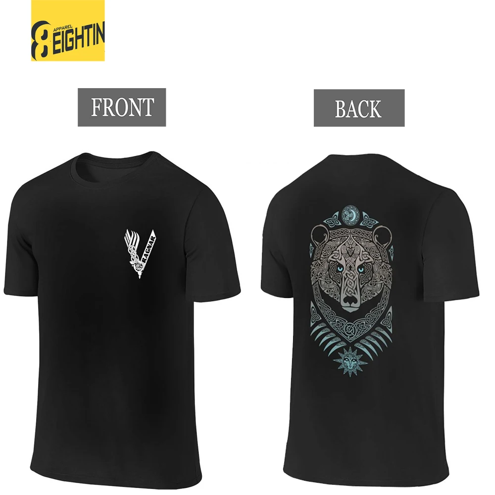 Men Viking Ragnar Symbol T Shirts Front and Back T-Shirt Two Sides Pure Cotton Tops Humorous Short Sleeve Tee Shirt Printed
Men Viking Ragnar Symbol T Shirts Front and Back T-Shirt Two Sides Pure Cotton Tops Humorous Short Sleeve Tee Shirt Printed