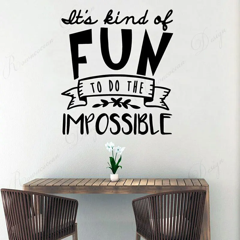 It's Kind Of Fun To Do The Impossible Quote Art Wall Sticker Vinyl Home Decoration Room Decals Interior Removable Mural 4230
It's Kind Of Fun To Do The Impossible Quote Art Wall Sticker Vinyl Home Decoration Room Decals Interior Removable Mural 4230