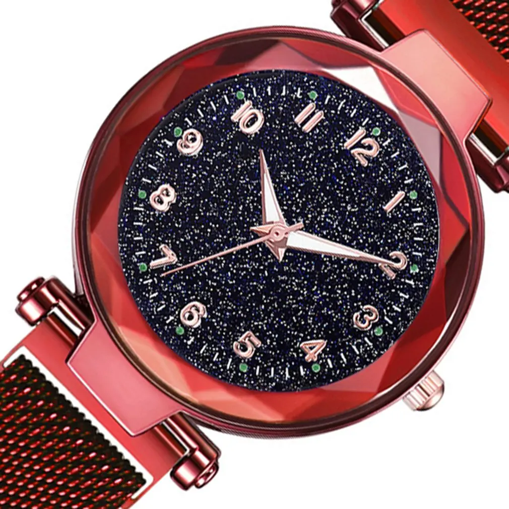 Фото Магнитные роскошные женские часы Звездное небо кварцевые наручные модные