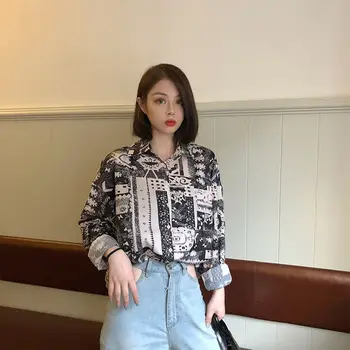Harajuku Women Blouse and Tops Korean Printed Vintage Turn Down Collar Long Sleeve Casual Shirt blusas Femme Streetwear
Harajuku Women Blouse and Tops Korean Printed Vintage Turn Down Collar Long Sleeve Casual Shirt blusas Femme Streetwear