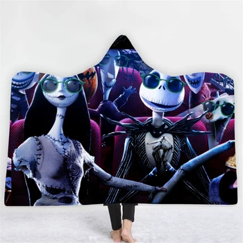 Jack & Sally Cartoon Blanket Microfiber For Adults Kids Night Before Christmas Printed Sherpa Fleece Wearable Blanket Hooded 
Jack & Sally Cartoon Blanket Microfiber For Adults Kids Night Before Christmas Printed Sherpa Fleece Wearable Blanket Hooded