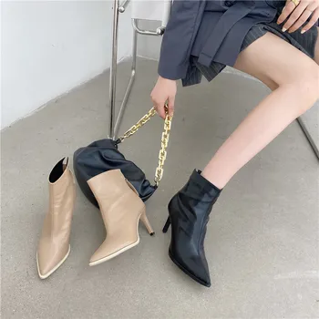 Winter Fashion Women Thin High Heel Ankle Boots Metal Zippers Leather Short Boots Pointed Toe Chelsea Boots Ladies Shoes
Winter Fashion Women Thin High Heel Ankle Boots Metal Zippers Leather Short Boots Pointed Toe Chelsea Boots Ladies Shoes