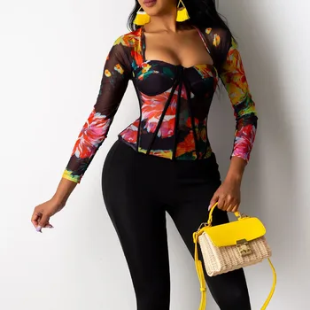 Fashion Sexy Women's V-Neck Blouse Short Tops Floral Printed Mesh See Thorugh Long Sleeve Shirts Casual Plus Size Party Club
Fashion Sexy Women's V-Neck Blouse Short Tops Floral Printed Mesh See Thorugh Long Sleeve Shirts Casual Plus Size Party Club