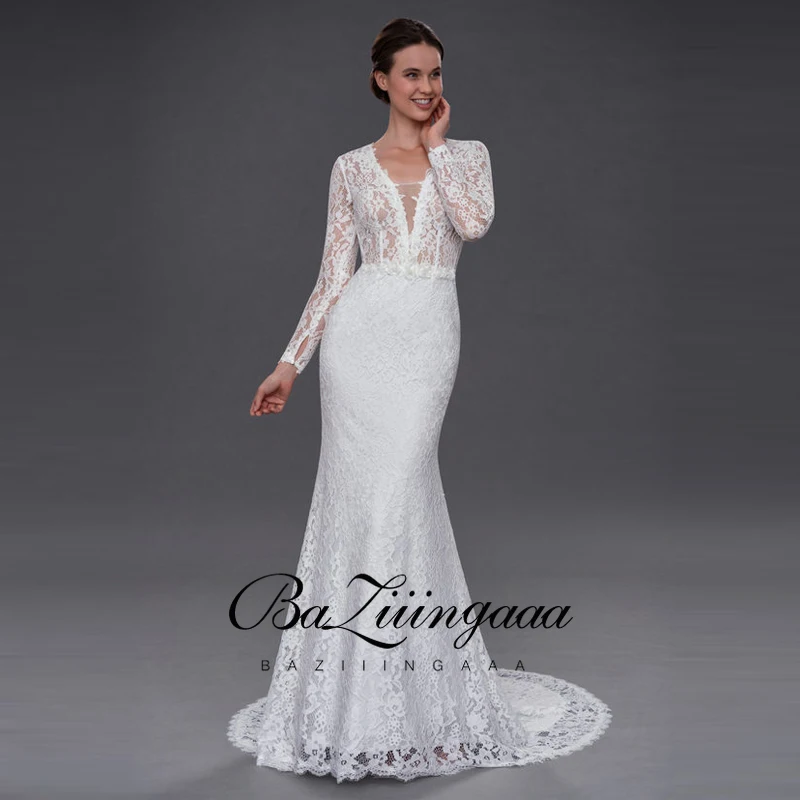 BAZIIINGAAA Muslim Lace Mermaid Wedding Dress Long Sleeve V-neck 50cm Tail Design Hand-Beading Plus Size Bridal Wedding Dress
BAZIIINGAAA Muslim Lace Mermaid Wedding Dress Long Sleeve V-neck 50cm Tail Design Hand-Beading Plus Size Bridal Wedding Dress